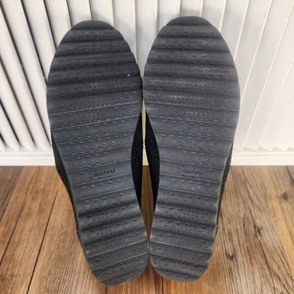 Skechers Cleo Flex Wedge Womens 7.5 Black Mary Jane Slip-On Loafers Shoes 158493 - Picture 7 of 9